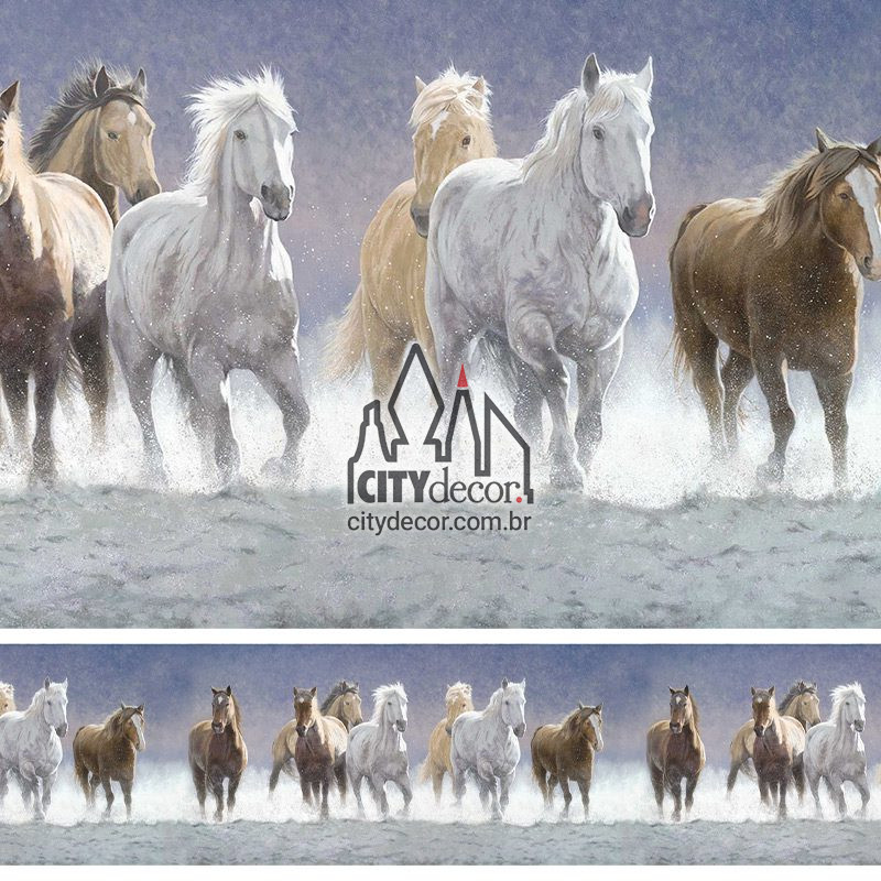 Faixa decorativa cavalos na água