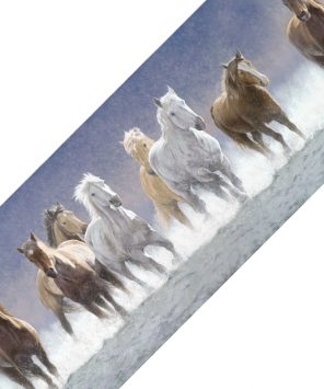Faixa decorativa de parede cavalos correndo na água
