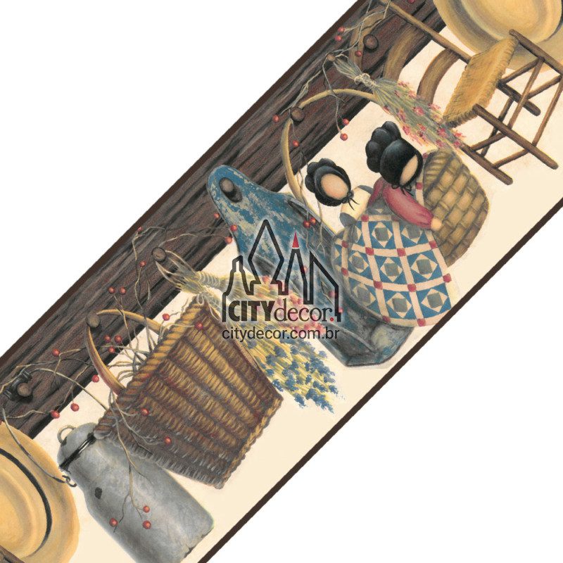 Faixa de parede cestas e bonecas Faixa de parede cestas e bonecas