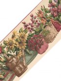 Faixa de parede cestas de flores e regador