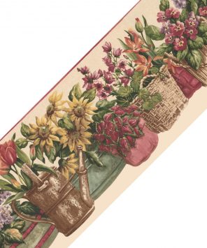 Faixa de parede cestas de flores e regador
