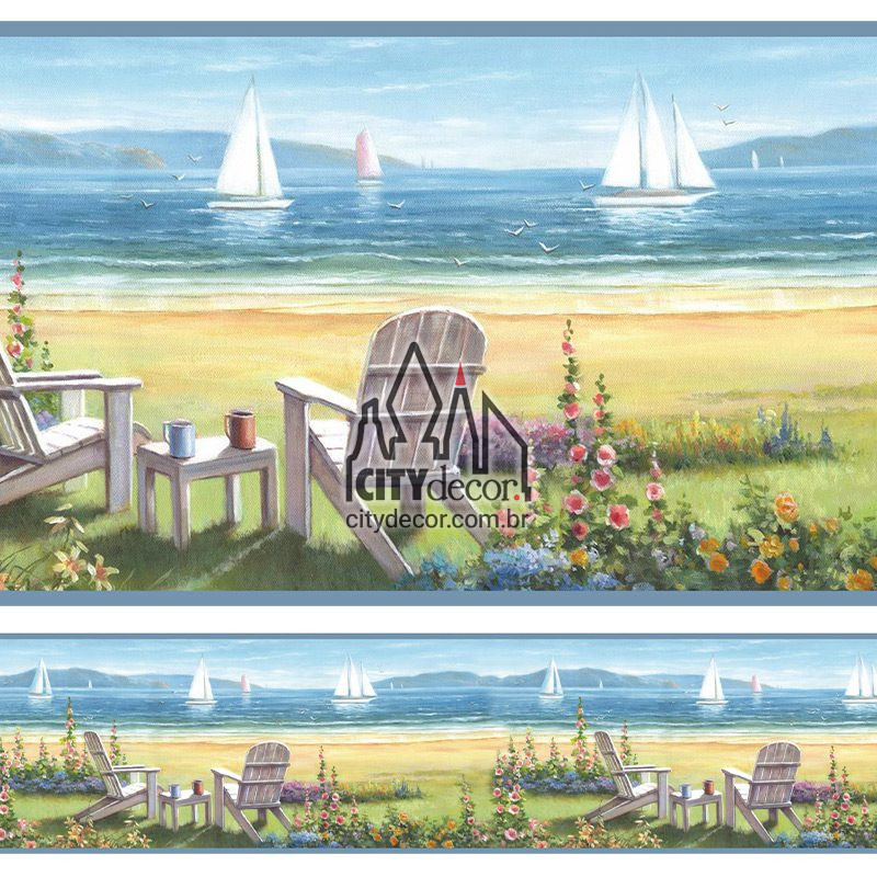 Faixa decorativa de frente para o mar Faixa de parede paisagem de praia e mar