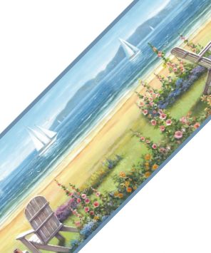 Faixa de parede paisagem barcos praia de frente para o mar