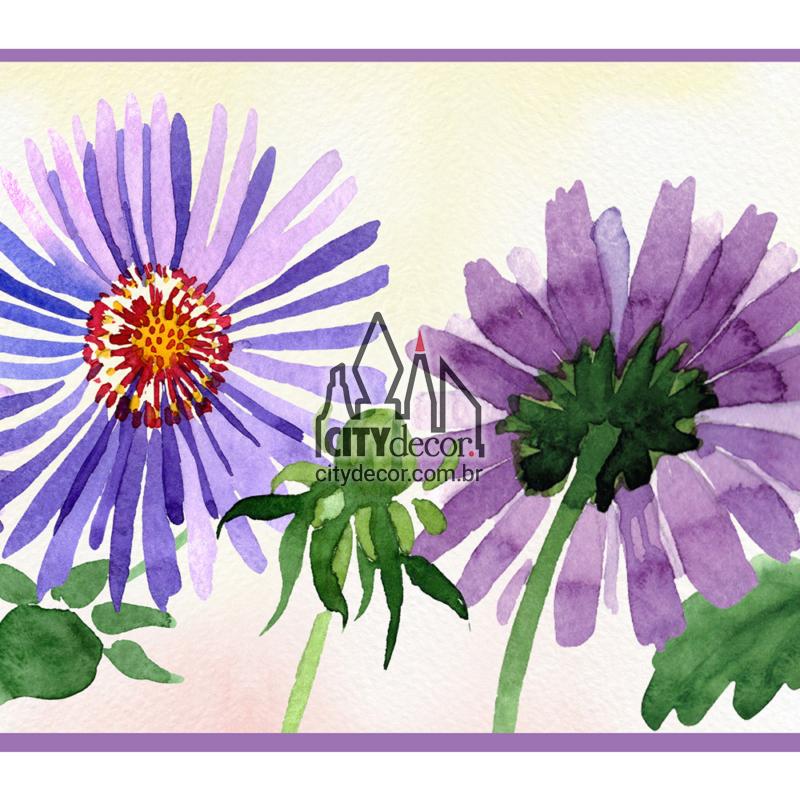 Faixa de parede floral roxa Faixa de parede floral roxa