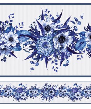 Faixa adesiva floral azul