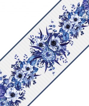 Faixa de parede flores azuis