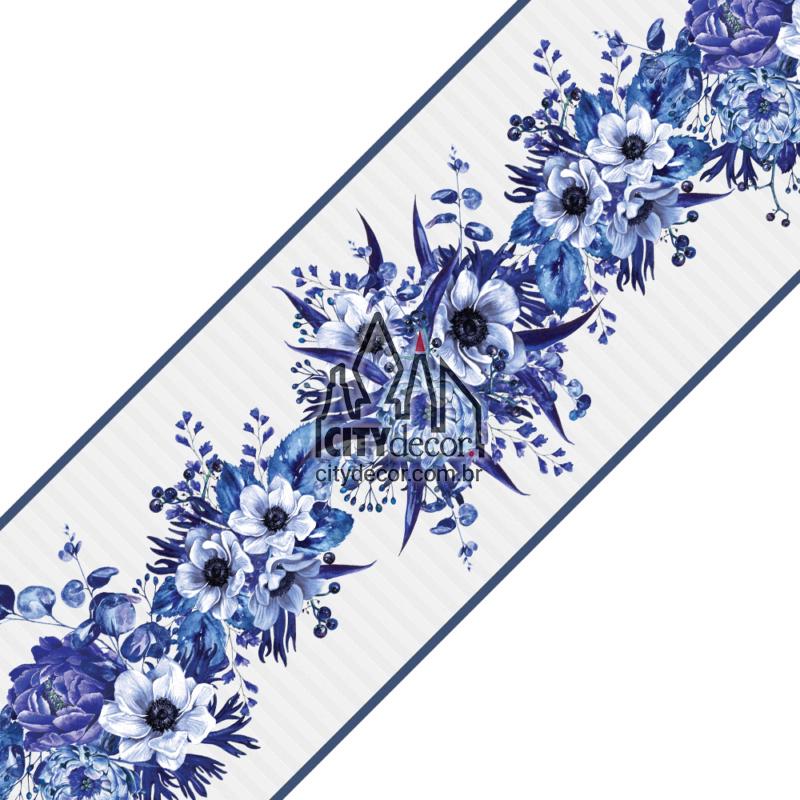 Faixa de parede flores azuis Faixa de parede flores azuis