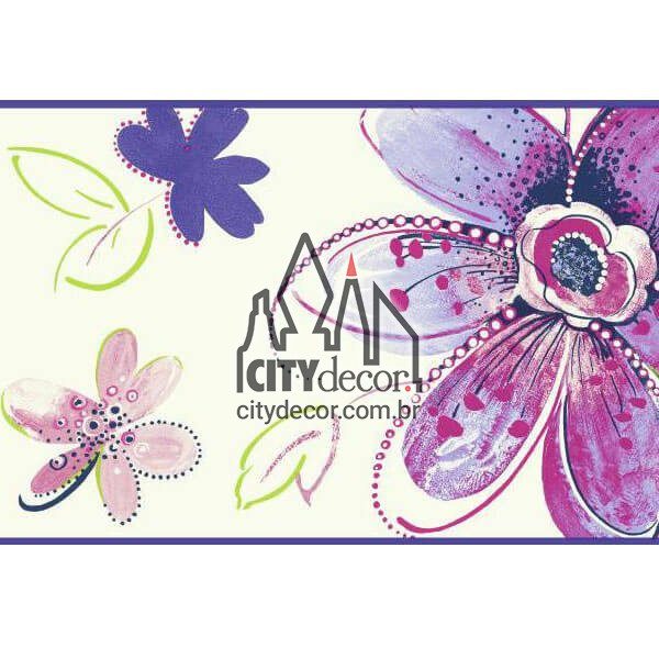 Faixa de parede floral boho - lilás Faixa de parede floral boho - lilás