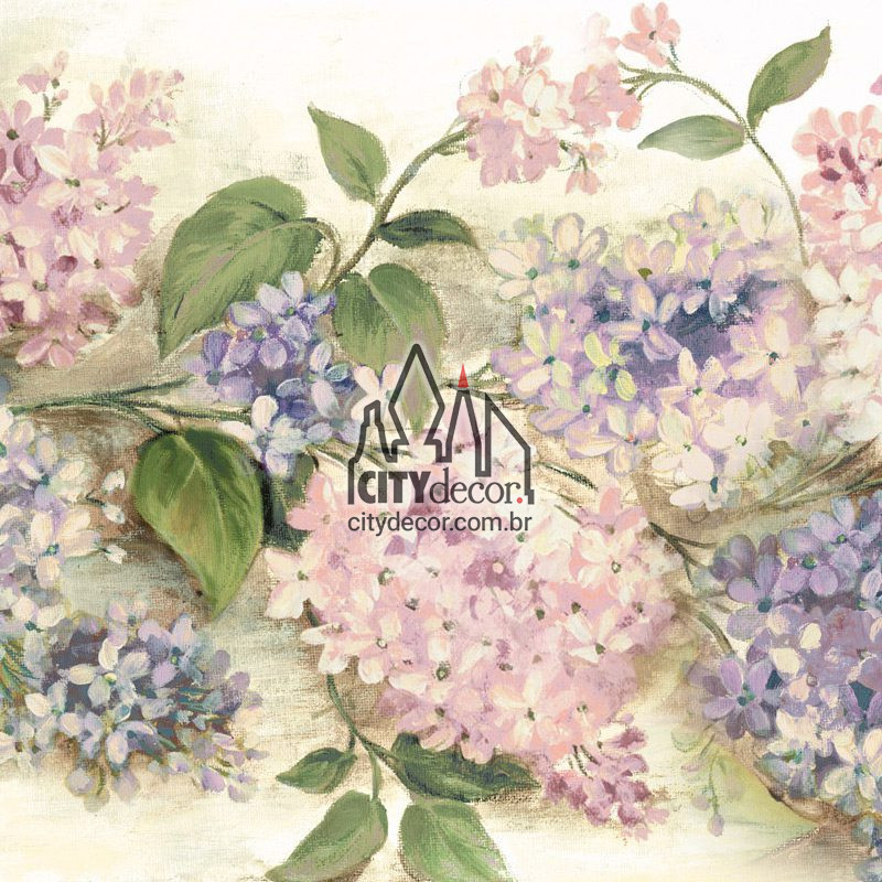 Faixa decorativa hortênsia sobre tela