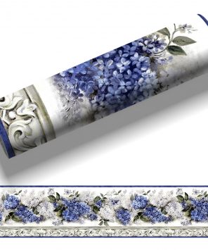 faixa de parede floral azul hortensia