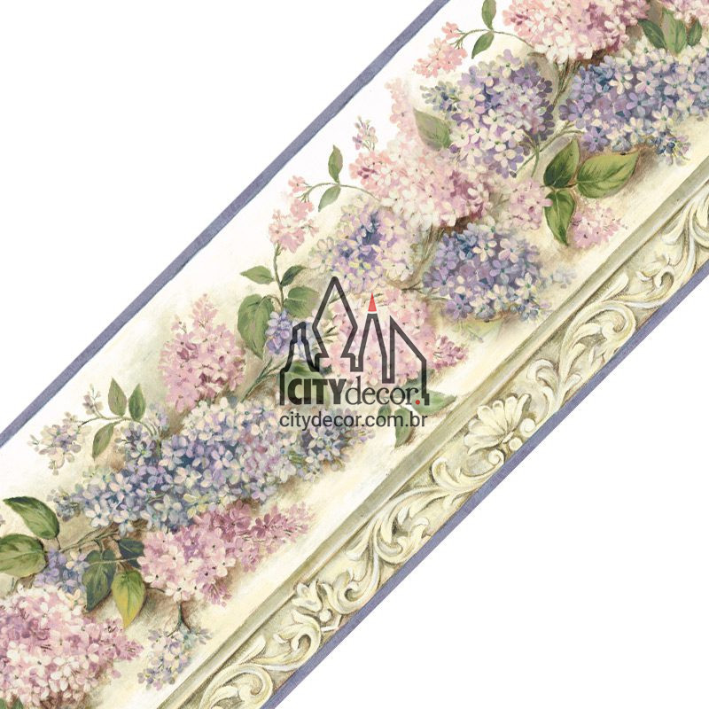 Faixa decorativa hortênsia sobre tela Faixa decorativa de parede floral hortênsia