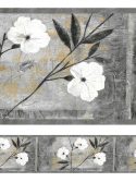 Faixa decorativa floral cinza e branco