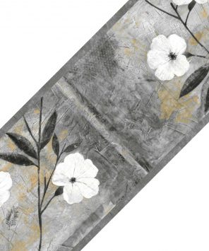 Faixa decorativa de parede floral cinza