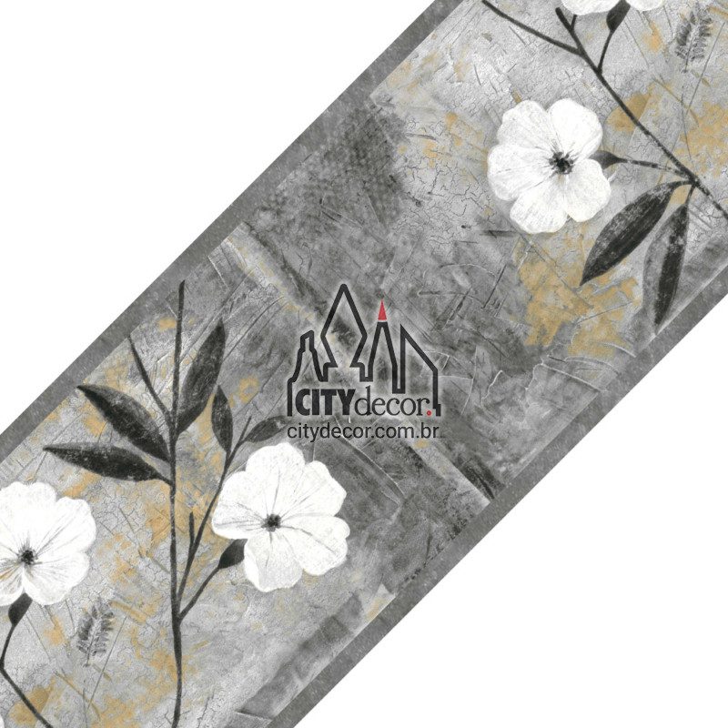 Faixa decorativa de parede floral cinza Faixa decorativa de parede floral cinza