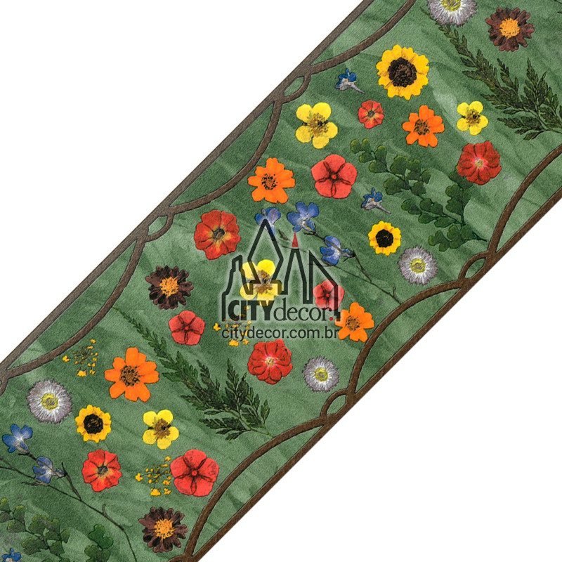 Faixa de parede flores texturizadas Faixa de parede flores texturizadas