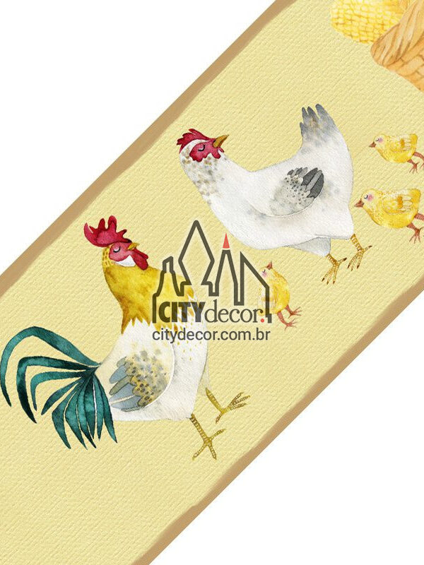 Faixa decorativa para cozinha galinha e galo