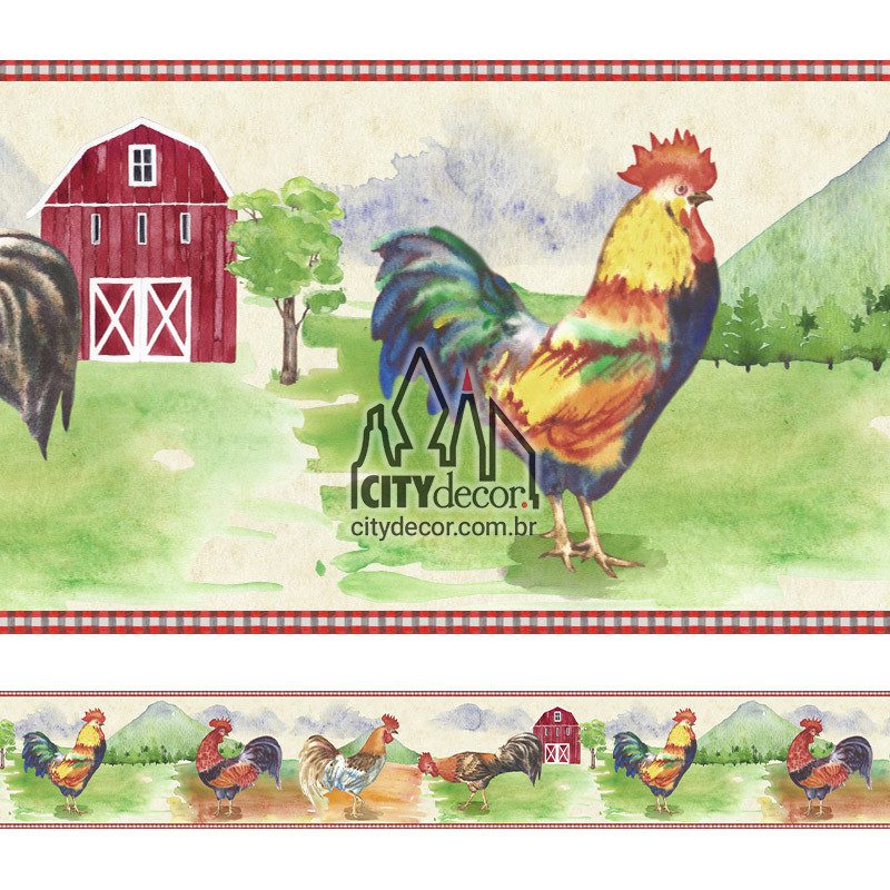 Faixa de parede galos na fazenda
