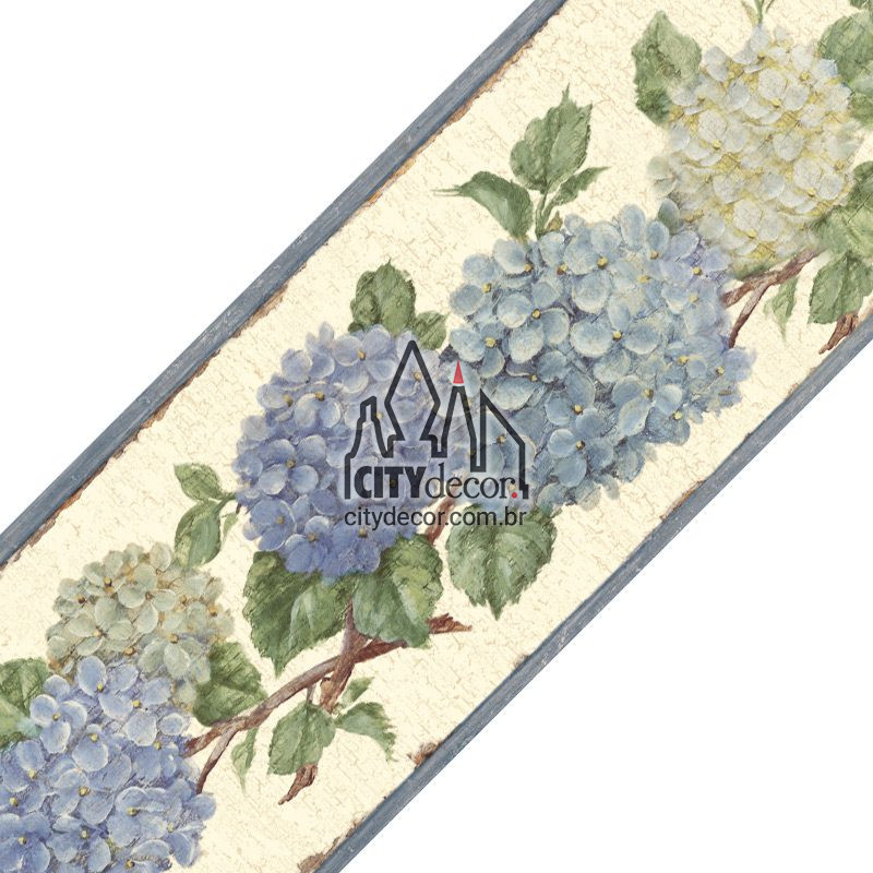 Faixa decorativa hortênsia sobre madeira Faixa decorativa de parede floral hortênsia sobre madeira