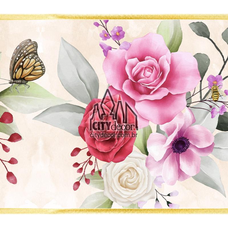 Faixa de parede rosas coloridas Faixa de parede rosas coloridas