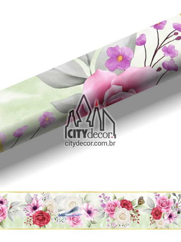 Faixa para blindex floral rosas