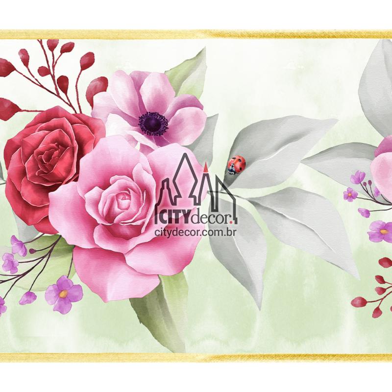 Faixa decorativa jardim das rosas – verde – City Decor