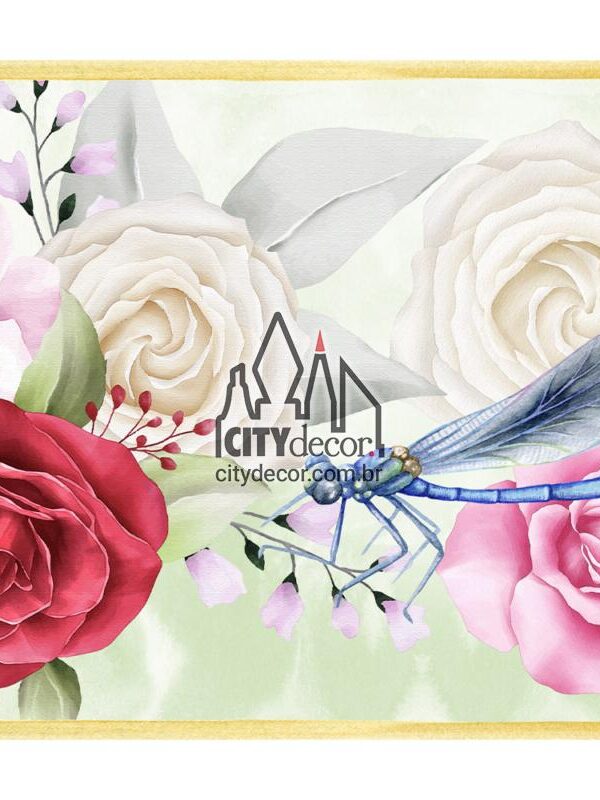 Faixa adesiva floral rosas