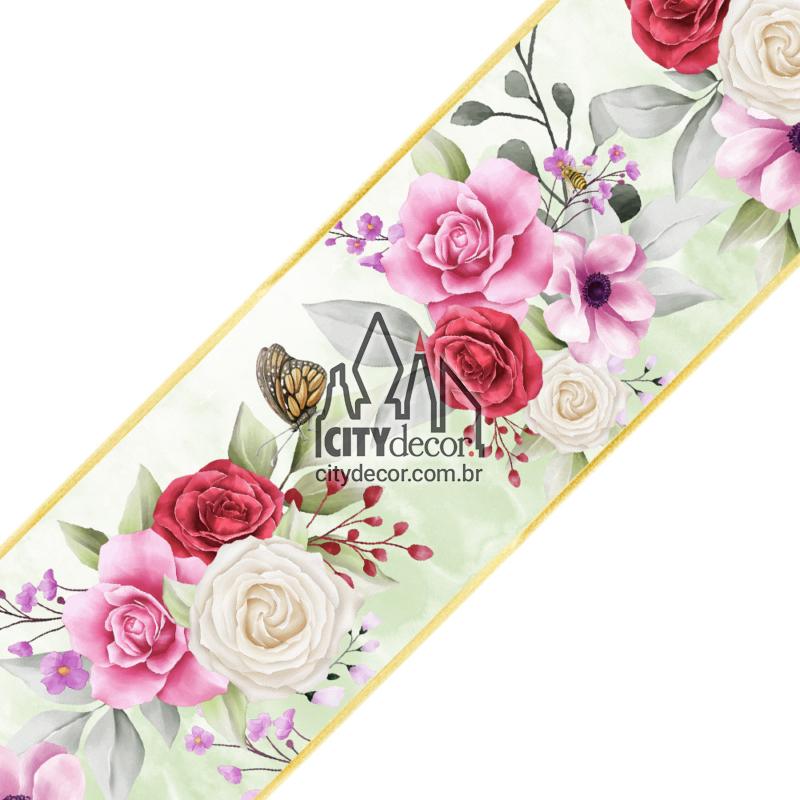 Faixa de parede floral rosas Faixa de parede floral rosas