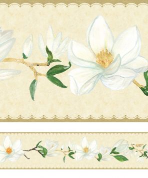 Faixa adesiva floral magnólias brancas
