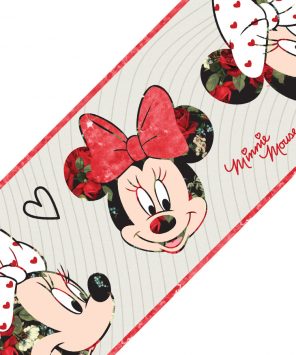 Faixa decorativa de parede Minnie floral