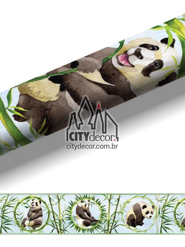 Faixa decorativa pandas com bambu