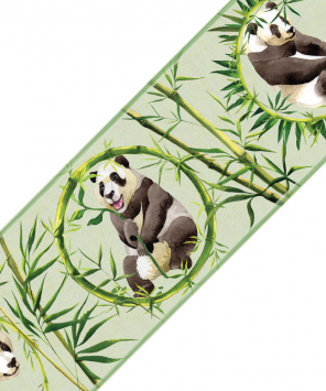 Faixa de parede verde urso panda com bambu