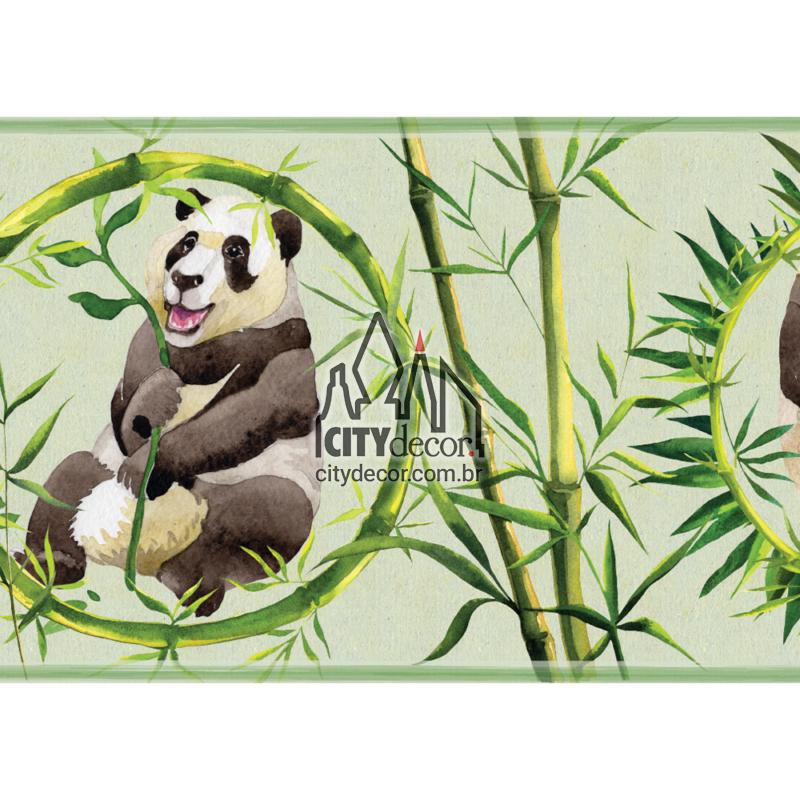 Faixa decorativa verde urso panda com bambu Faixa decorativa verde urso panda com bambu