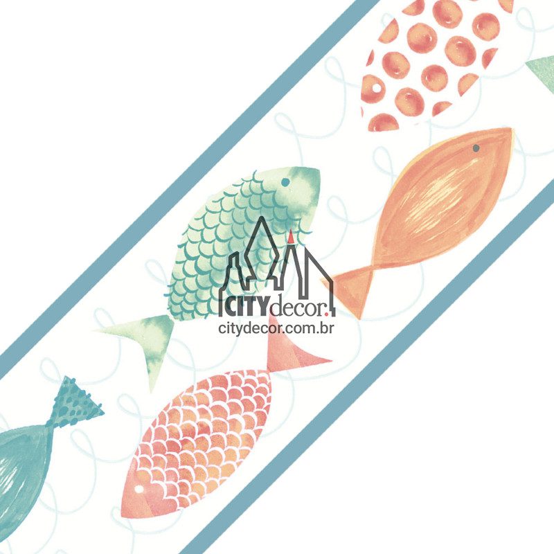 Faixa de parede peixes desenhados Faixa de parede peixes desenhados