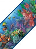 Faixa decorativa de parede peixes coloridos e corais no fundo do mar