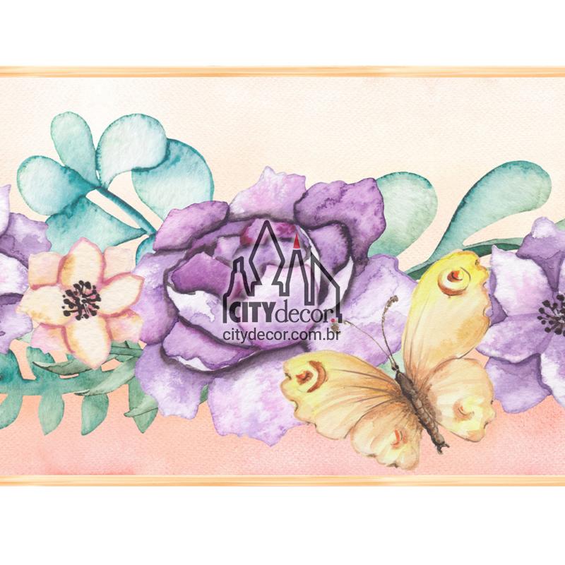 Faixa decorativa peônias e borboletas Faixa decorativa peônias e borboletas