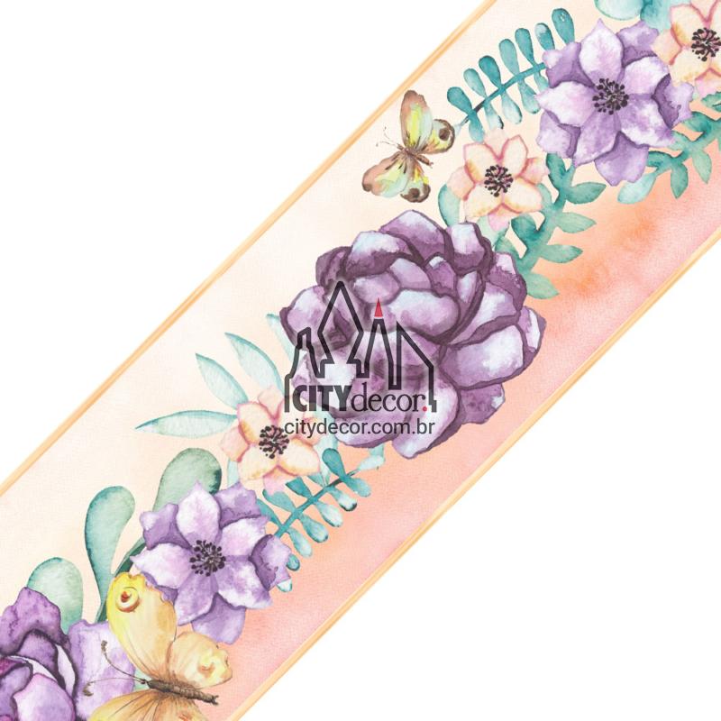 Faixa de parede peônias e borboletas Faixa de parede peônias e borboletas