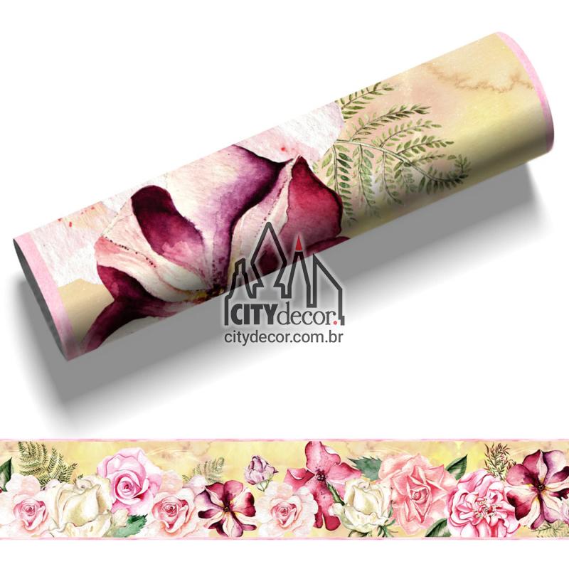 Faixa decorativa floral petúnias e rosas Faixa decorativa floral petúnias e rosas