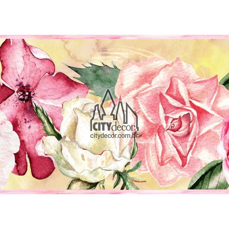 Faixa adesiva floral petúnias e rosas Faixa adesiva floral petúnias e rosas