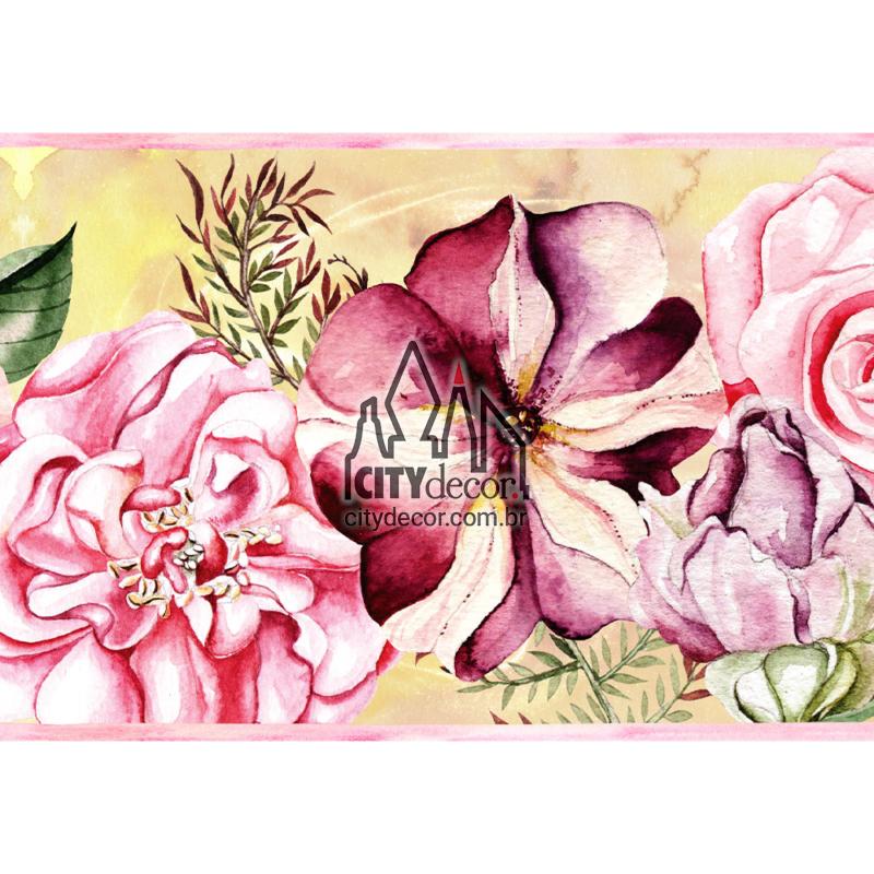 Faixa de parede floral petúnias e rosas Faixa de parede floral petúnias e rosas