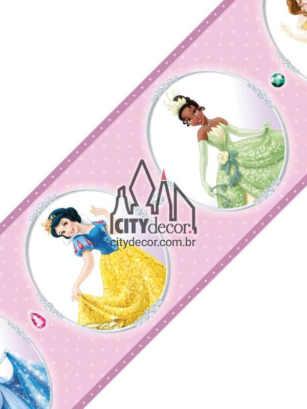 Faixa de parede princesas disney com pedras preciosas