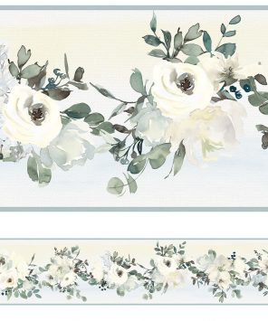 Faixa adesiva floral rosas brancas