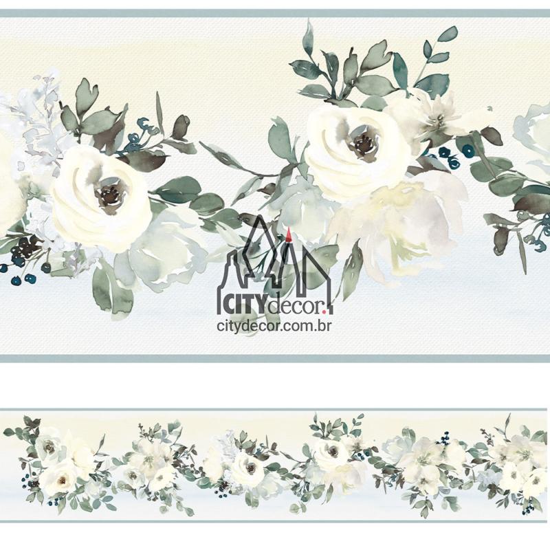 Faixa adesiva floral rosas brancas Faixa adesiva floral rosas brancas