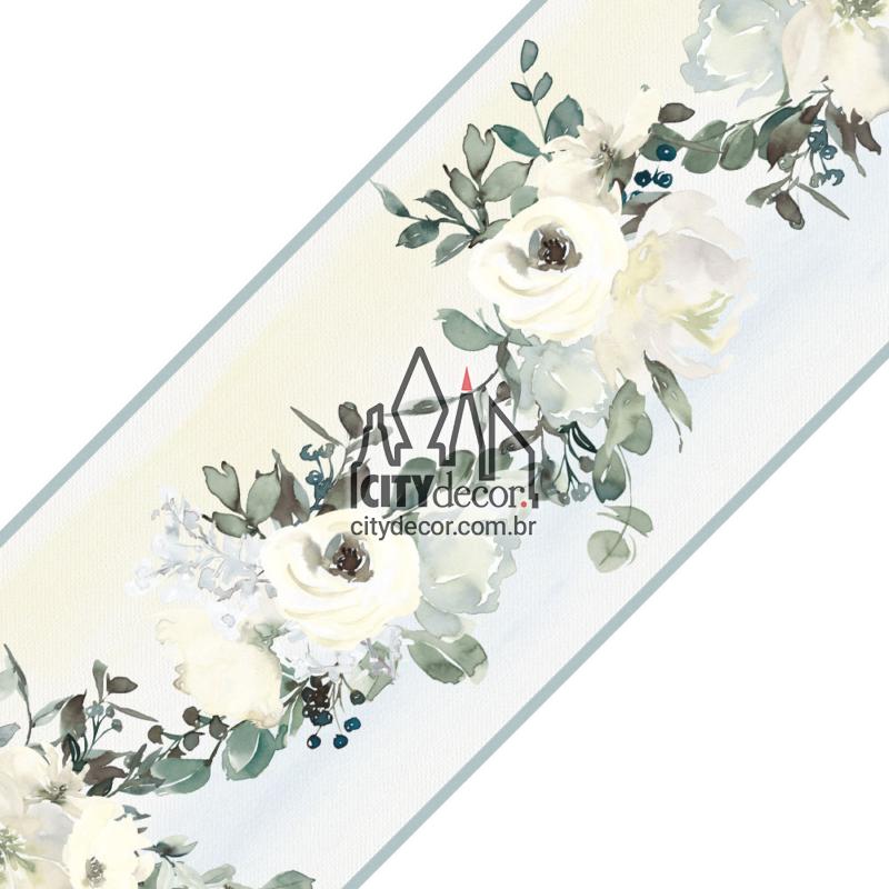 Faixa de parede rosas brancas Faixa de parede rosas brancas