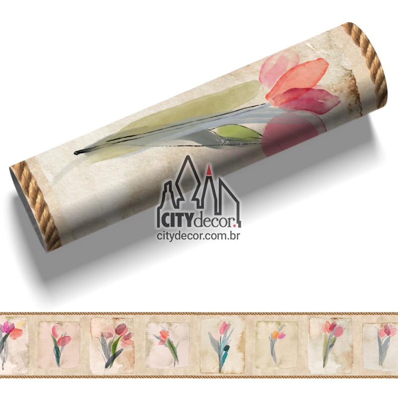 Faixa decorativa tulipas em aquarela Faixa decorativa tulipas em aquarela