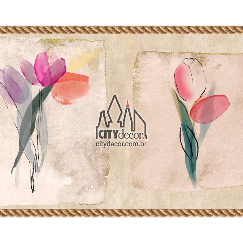 Faixa adesiva tulipas em aquarela Faixa adesiva tulipas em aquarela