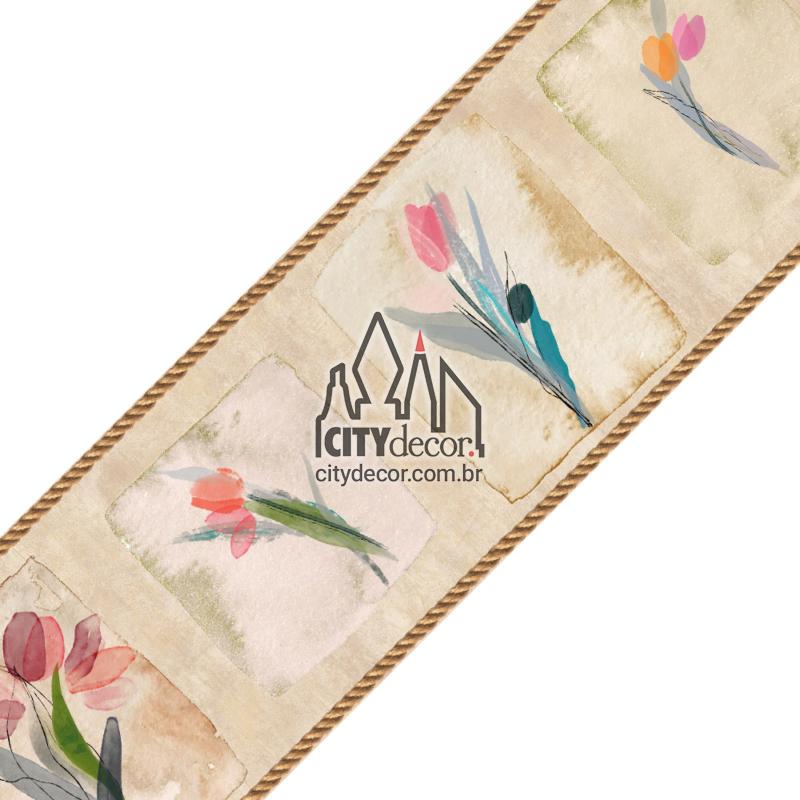 Faixa de parede tulipas em aquarela Faixa de parede tulipas em aquarela