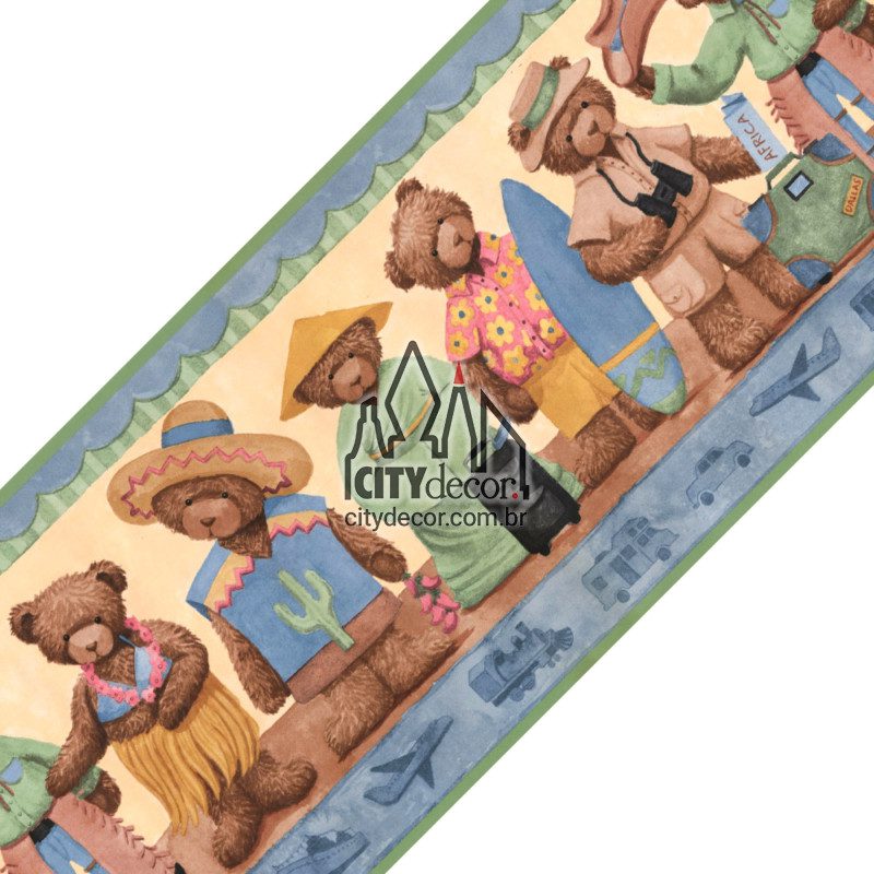 Faixa de parede ursinhos turistas Faixa de parede ursinhos turistas