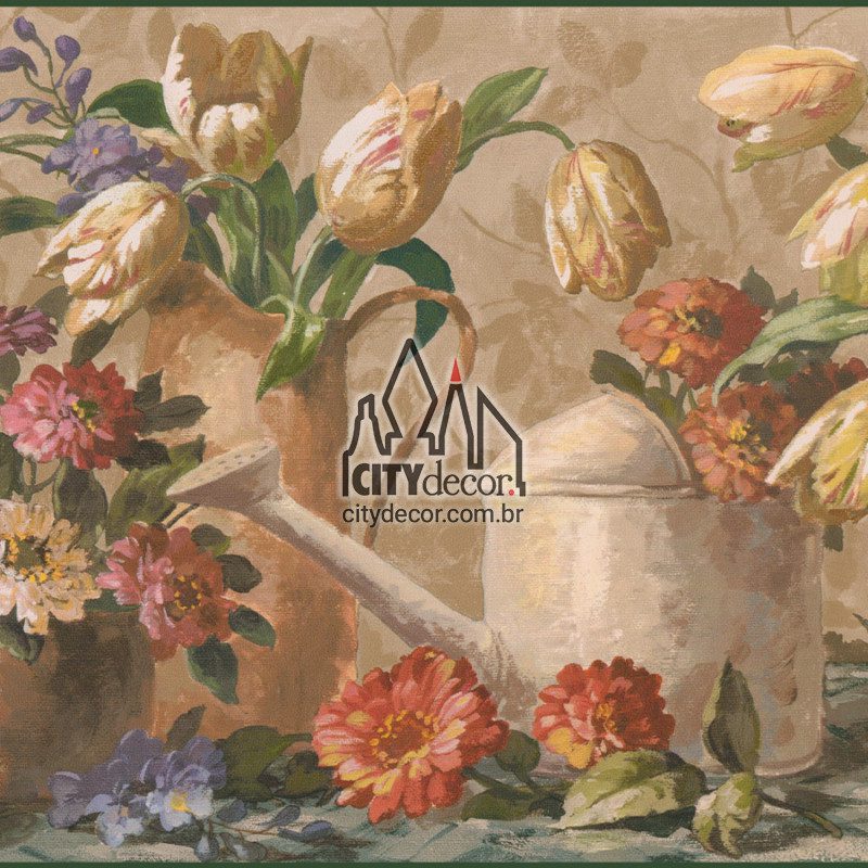 Faixa adesiva floral vasos com flores Faixa adesiva floral vasos com flores