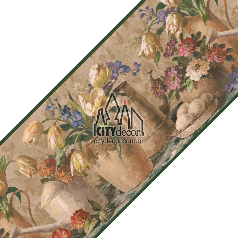 Faixa decorativa vasos com flores Faixa decorativa vasos com flores