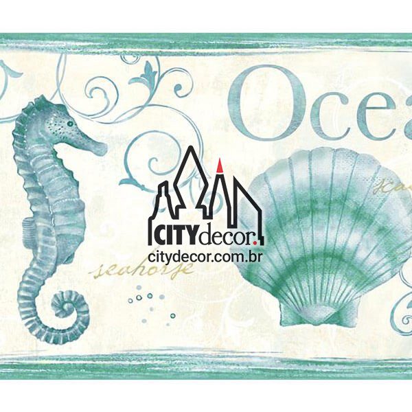 Faixa decorativa animais marinhos verde Faixa decorativa animais marinhos verde